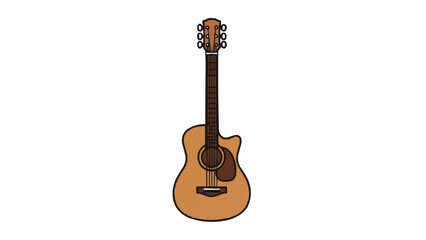 Naklejka premium Acoustic Guitar Illustration with Detailed Design.