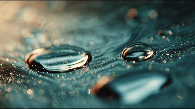 Macro Close-up of Water Droplets on a Textured Surface.