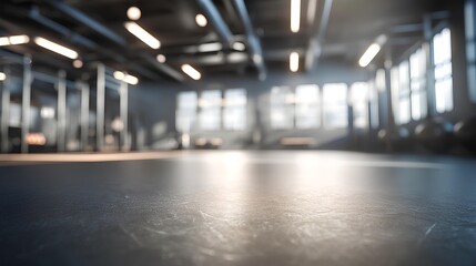 Modern Fitness Gym: A modern fitness center bathed in natural light, with various exercise equipment and open space, encouraging motivation and progress.