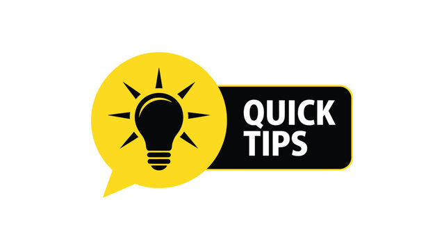 quick tips speech bubble with light bulb icon advice concept isolated on white background vector illustration