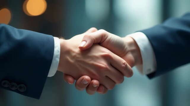 Video Two individuals shake hands in a casual setting