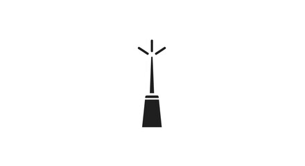 Simple Black Wind Turbine Icon Illustration.