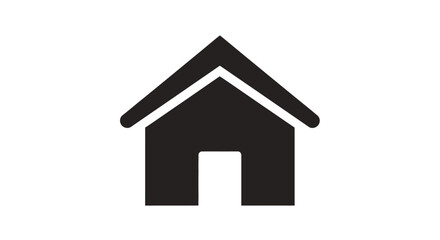 Simple Black House Icon on White.