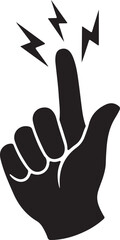Obraz premium Pointing Finger Silhouette with Lightning Bolts Creative Idea Concept Vector Icon for Innovation and Inspiration
