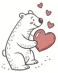Obraz premium vector cute bear with red heart,vlentine`s day