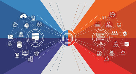 Obraz premium Network infrastructure and technology connections