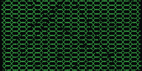 Dark green and black chain link mesh texture, dirty grunge effect, urban graffiti vibe, industrial wall background, high contrast lighting