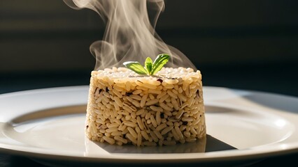 Steaming Hot Rice Dish Garnish.