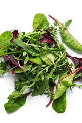 Fresh mixed salad greens creating healthy vegan food