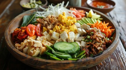 Colorful salad bowl with assorted fresh ingredients