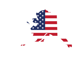Alaska map silhouette with American flag