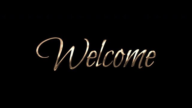 welcome golden text animation. welcome handwriting animated