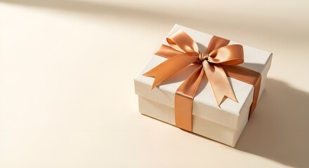 Fototapeta premium Luxury Minimalist Gift Box Mockup on Cream Background | Soft Shadows, High-Resolution Product Display