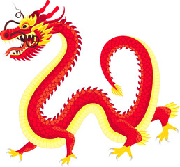 Fototapeta premium Traditional chinese dragon. Zodiac sign. Sacred animal, a symbol of goodness and power. Asian, japanese mascot and tattoo or T-shirt vector illustration.