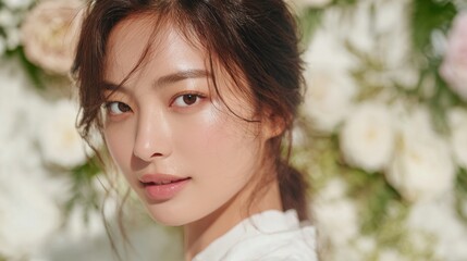 A woman with a white shirt