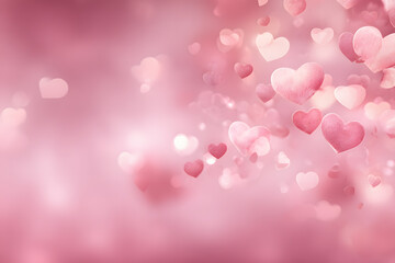 Floating hearts in pink background during celebration of love on a day meant for sharing feelings