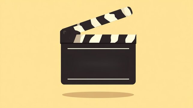 Film clapperboard on a yellow background ready for action in a movie set environment