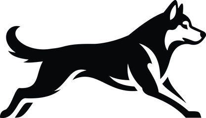 Minimalist Husky Dog Silhouette Vector Icon Running Side View for Pet Branding and Animal Rescue Logo Designs. © Pixel Aesth