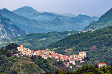 Rivello, Potenza district, Basilicata, Italy, Lucanian Apennines-Val d'Agri-Lagonegrese National Park, view of the village