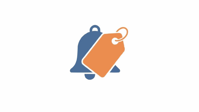 Notification bell with price tag symbol.