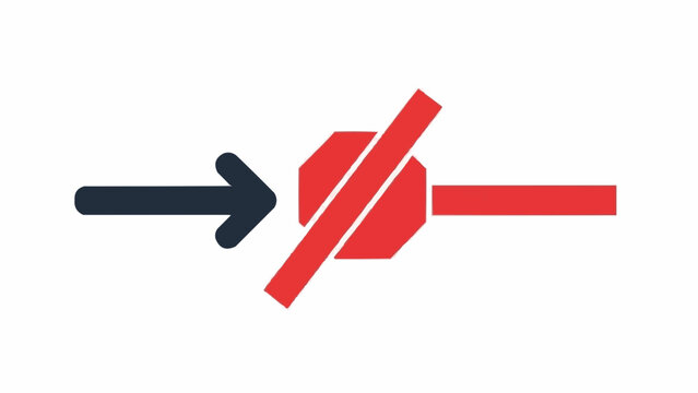 Red slash through arrows symbol.