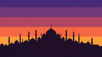 Taj Mahal Silhouette at Sunset.
