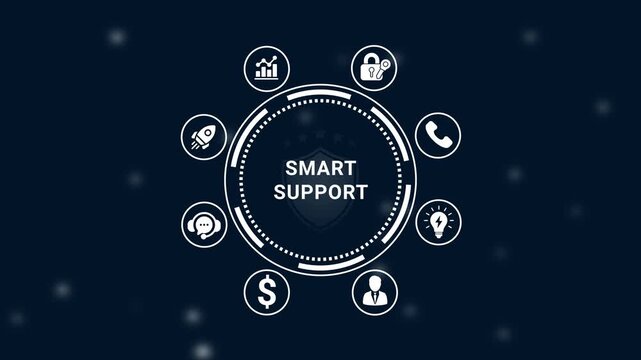 Smart customer support and business assistance concept with modern flat and shield emblem smart support