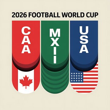 2026 football world cup host nations logo featuring canada, mexico, and usa flags