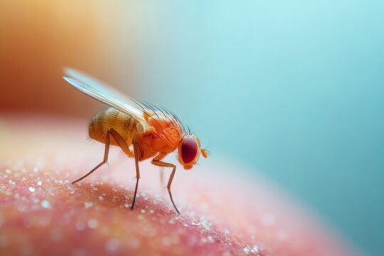 Small insect fruit fly on ripe food
