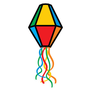 Colorful Brazilian S&atilde;o Jo&atilde;o, Festa Junina baloon with Ribbons &ndash; Festive Vector Illustration