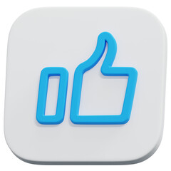 Obraz premium 3D White Square Outline Social Media Like Thumb Button Icon