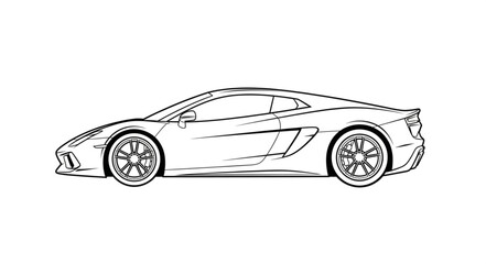 Black and White Sports Car Illustration.