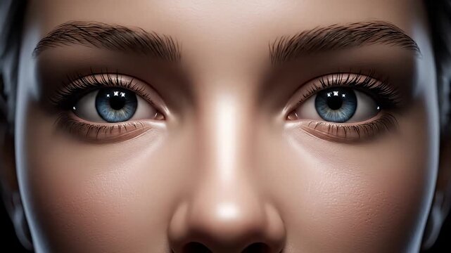 Ethereal close-up of a young woman's face with closed eyes, featuring dazzling white sparkles around the eyelids, creating a mysterious and dreamy beauty portrait against a pitch black backdrop.