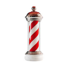 Red and white vintage barber pole [Transparent Background PNG].