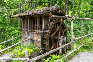 Traditional water mill at Hida Minzoku Mura in Takayama, Japan