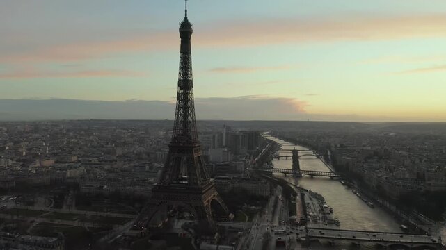 Aerial View of Paris at Sunset