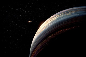 Fototapeta premium Mysterious planet orbiting in a vast galaxy