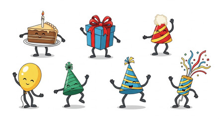 Cartoon Characters Celebrating Party.