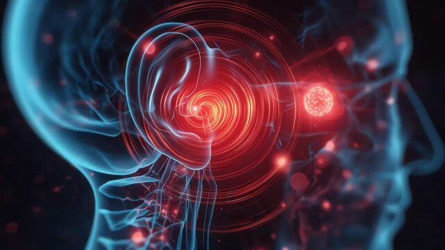 Medical illustration human ear anatomy.