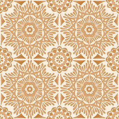 Warm brown mandala tile seamless textile design