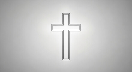 Obraz premium Simple outline Christian cross symbol minimalist religious icon for faith and spirituality concepts isolated on light backgro