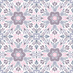 Soft pastel floral geometric seamless surface design