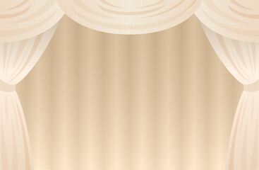 White stage curtain background, elegant theater drapery backdrop for ceremony and event, vector EPS10
