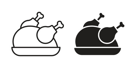 Cooked chicken icon illustrations. Pack of vector icons for ui ux © Hunt