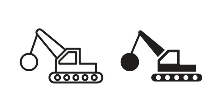 Demolition icon illustrations. Pack of vector icons for ui ux