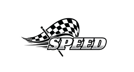 Checkered Flag Speed Logo Design. © Gogoo
