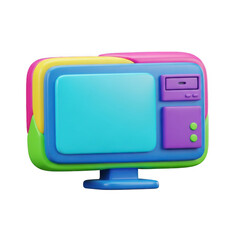 3d rendered colorful computer monitor with vibrant colors and modern design
