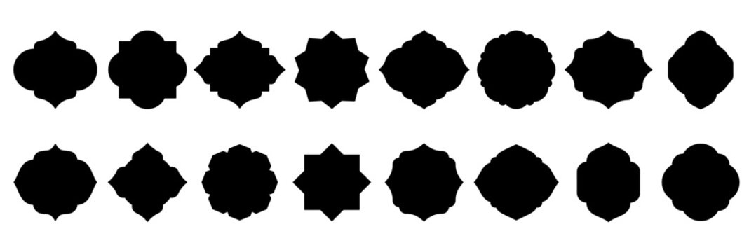 Islamic frame icon set. With flat style. Vector illustration.