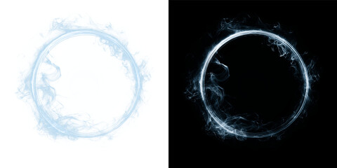 Abstract Neon Plasma Portal Frame With Luminous Circular Wave And Dynamic Vapor Texture © KARYNA