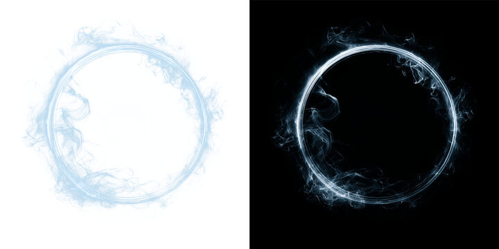 Abstract Neon Plasma Portal Frame With Luminous Circular Wave And Dynamic Vapor Texture